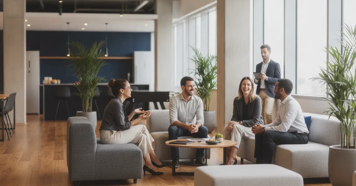 Colaboradores interagindo em ambiente descontraído, cultura de employer branding