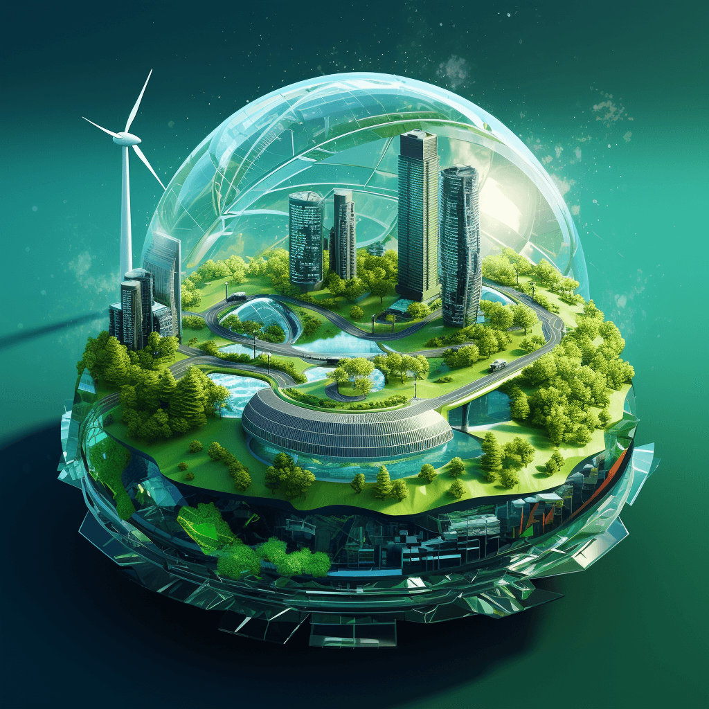 Paisagem com energia limpa representando a produção de hidrogênio verde